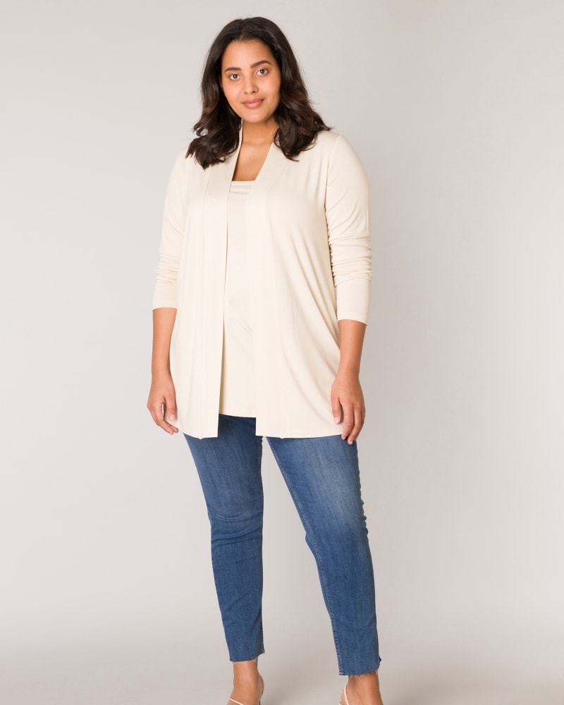 Front of a model wearing a size 0(46) Ayla in Light Beige by Base Level Curvy. | dia_product_style_image_id:279612
